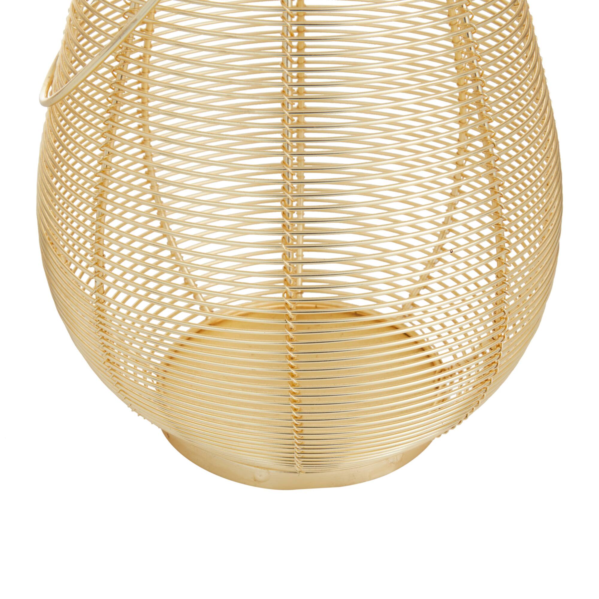 Gold Iron Glam Lantern, 11" x 8" x 8"